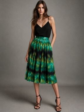 Worthington Feminine Patterned Midi Skirt